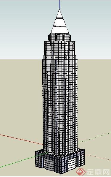 现代高层尖顶酒店建筑设计Su模型(1)