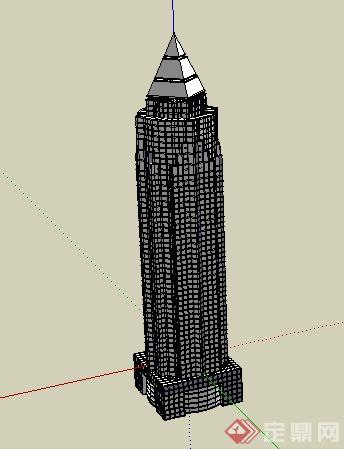 现代高层尖顶酒店建筑设计Su模型(4)