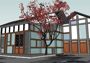 中式仿古庭院民居住宅建筑SU(草图大师)模型