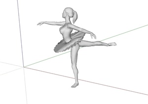 现代风格芭蕾女孩雕塑设计SU(草图大师)模型