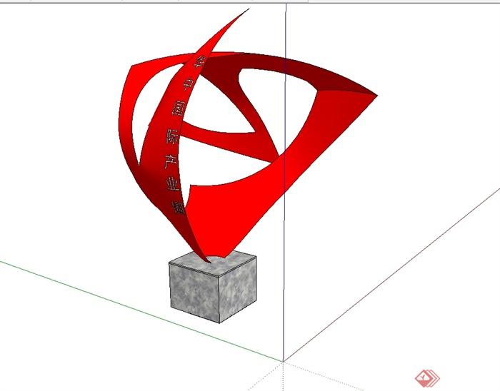 现代风格产业园雕塑设计su模型(1)
