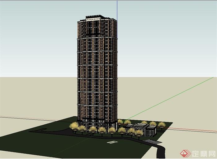 新古典风格高层住宅详细建筑设计su模型(2)