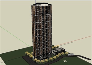 新古典风格高层住宅详细建筑设计SU(草图大师)模型