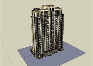 新古典小区高层住宅建筑设计SU(草图大师)模型