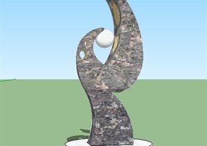 简约抽象大理石雕塑SU(草图大师)模型