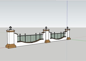 两种不同风格的围墙设计SU(草图大师)模型