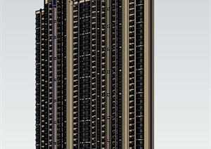 新古典双拼住宅楼建筑设计SU(草图大师)单体模型