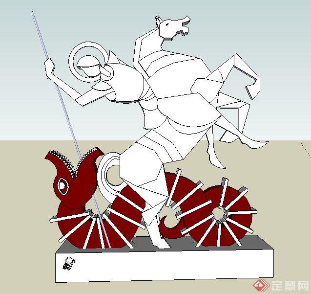 骑士与马匹雕塑Su模型(1)