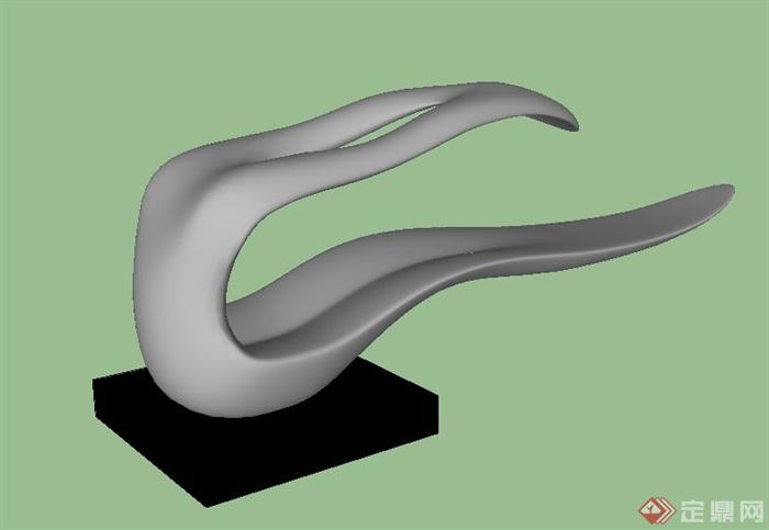抽象流线型雕塑su模型(1)