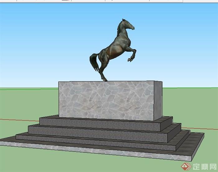 马匹雕塑及台阶su模型(2)