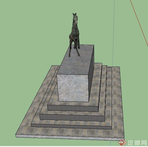 马匹雕塑及台阶su模型(3)