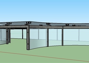 玻璃雨棚车库棚SU(草图大师)模型