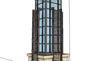 新古典景观灯柱设计SU(草图大师)单体模型