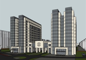 现代简约高层办公楼Su建筑模型