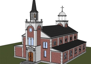 欧式婚庆小教堂建筑设计SU(草图大师)模型
