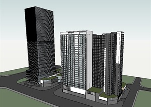 现代风格商业高层办公大厦楼设计SU(草图大师)模型