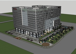 某现代风格商会办公大楼建筑设计SU(草图大师)模型