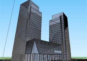 现代简约银行大厦办公楼设计SU(草图大师)模型