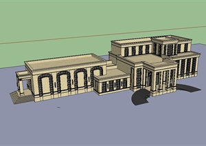 新古典风格多层商务会所建筑设计SU(草图大师)模型