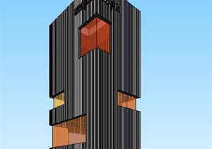 简约独栋高层办公楼SU(草图大师)单体模型