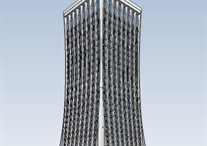 独栋高层写字楼建筑设计SU(草图大师)单体模型