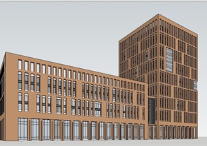 现代高低组合办公楼建筑设计SU(草图大师)模型
