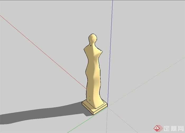 现代简单的抽象人物雕塑设计su模型(3)