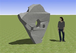现代风格简单的景石雕塑设计SU(草图大师)模型