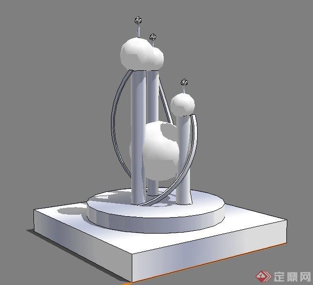 抽象科技雕塑设计su模型(2)