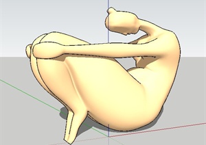 抱腿人物雕塑SU(草图大师)模型