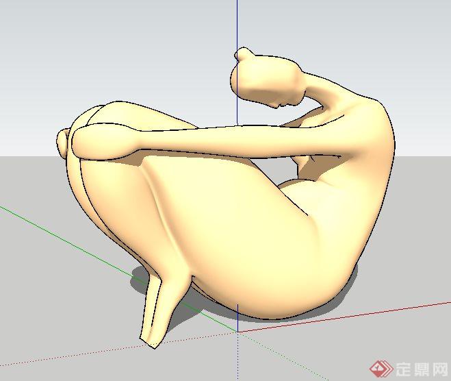 抱腿人物雕塑su模型(1)