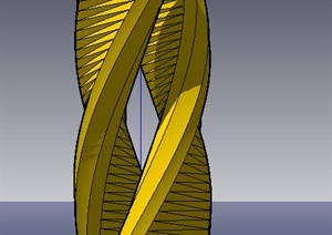 简约扭转体雕塑设计SU(草图大师)模型
