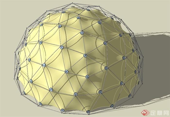 现代半球体小品雕塑su模型(1)