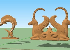 两款动物雕塑小品SU(草图大师)模型