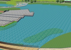 现代风格水坝水体景观设计SU(草图大师)模型