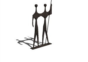现代简单的抽象人物小品雕塑设计SU(草图大师)模型
