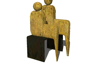 现代抽象人物小品雕塑设计SU(草图大师)模型