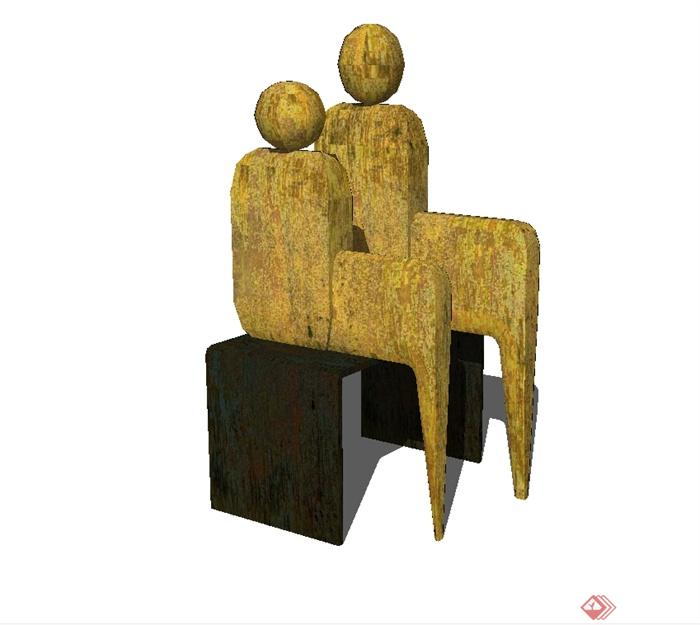 现代抽象人物小品雕塑设计su模型(1)