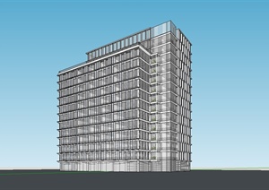 现代风格小高层详细的办公建筑楼设计SU(草图大师)模型