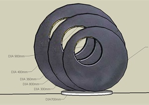 简约圆饼雕塑小品SU(草图大师)模型