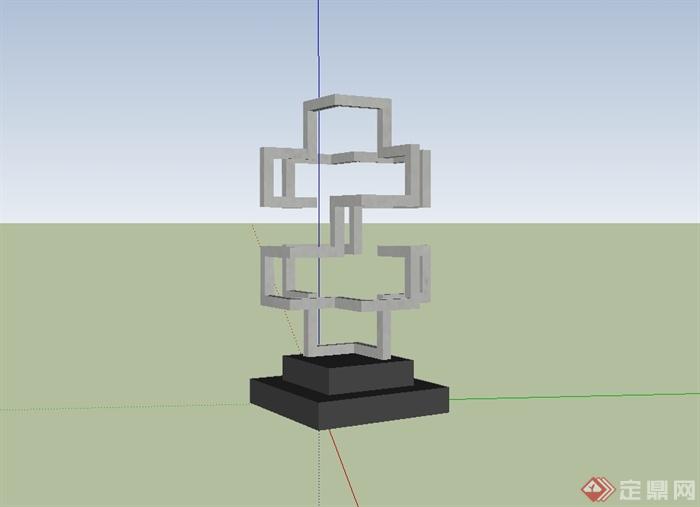 现代简约风格雕塑设计su模型(1)