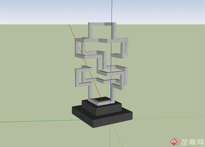 现代简约风格雕塑设计su模型(3)