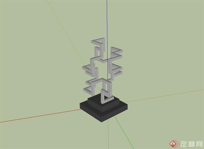 现代简约风格雕塑设计su模型(2)