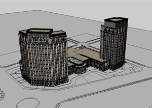 新古典风格商场及办公楼设计SU(草图大师)模型