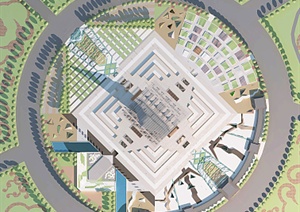 蒙元文化草原文化广场景观规划设计3DMAX含CAD方案图和JPG图片