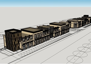 新古典入口及沿街商业街建筑楼设计SU(草图大师)模型