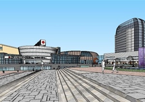 现代风格国际会展中心建筑及景观环境设计SU(草图大师)模型