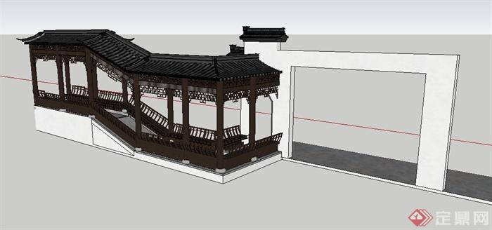 古典中式风格门廊设计su单体模型(3)
