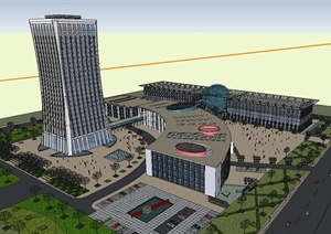 某现代风格国际会议中心建筑设计SU(草图大师)模型