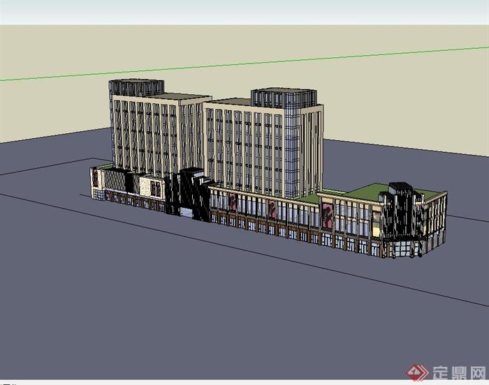 现代风格商铺及办公楼设计su模型(2)